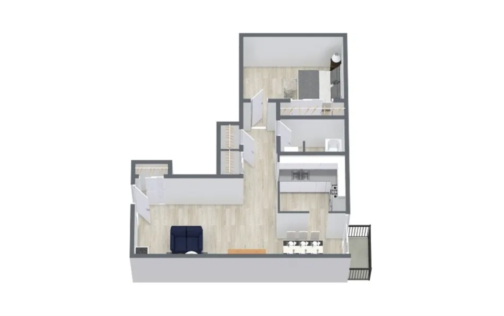 A1 - 1 bedroom floorplan layout with 1 bathroom and 834 square feet